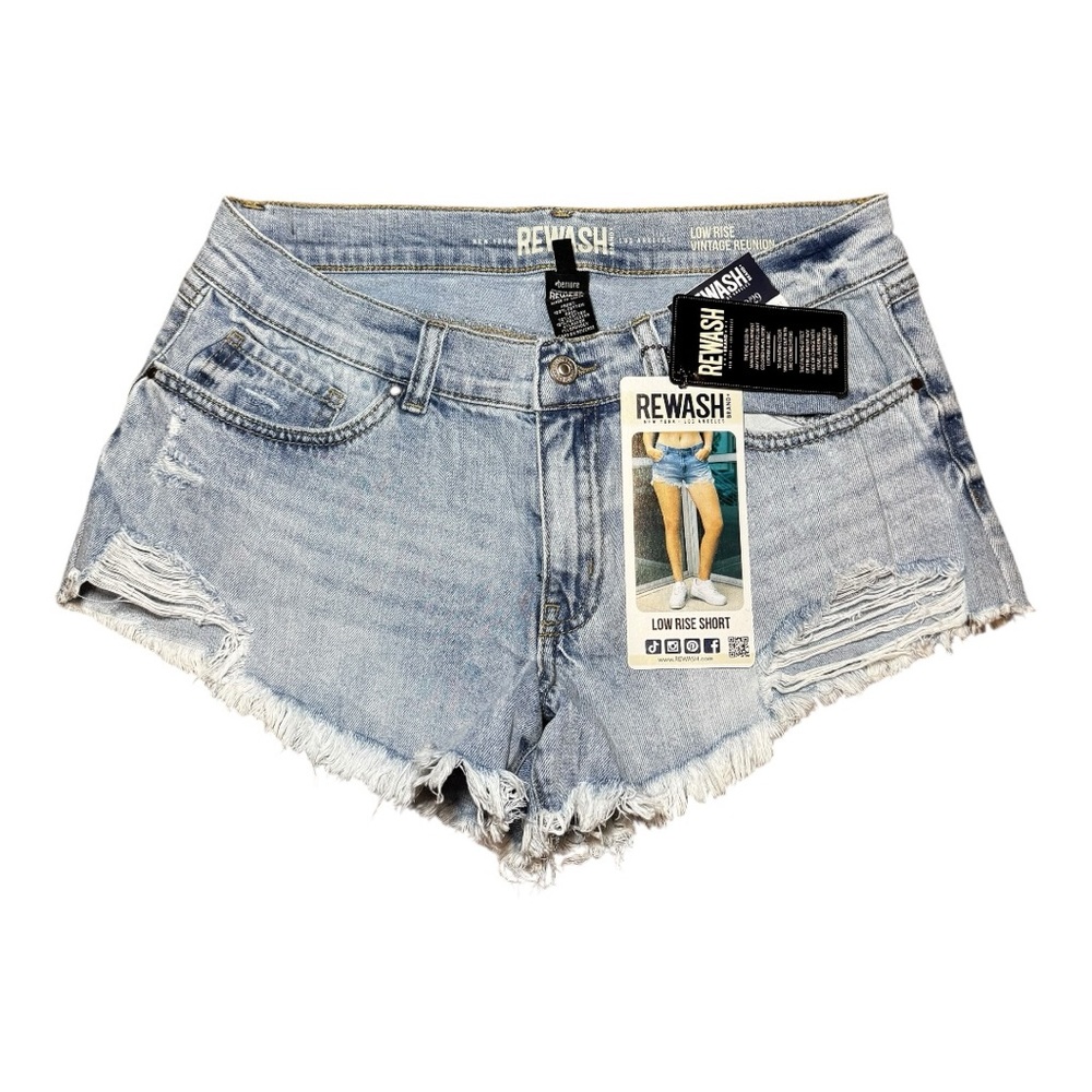 REWASH Light Blue Distressed Vintage Reunion Low Rise Denim Shorts 9/29 NWT